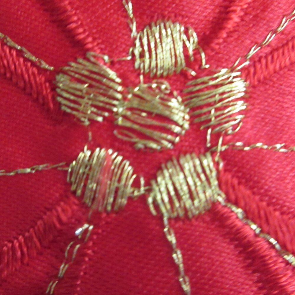 Poinsettia Satin Cut-Out Table Runner Embroidered Christmas 12" x 68" - Picture 7 of 10
